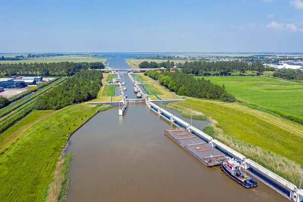 Flyg Från Princes Margriet Sluices Nära Lemmer Nederländerna — Stockfoto