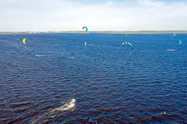 Aerial Sportów Wodnych Lauwersmeer Friesland Holandii — Zdjęcie stockowe