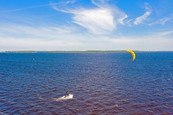 Aerial Kite Surfing Lauwersmeer Friesland Netherlands — Stock Photo, Image