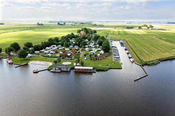 Luftaufnahme Des Kleinen Hafens Von Oudega Den Niederlanden — Stockfoto