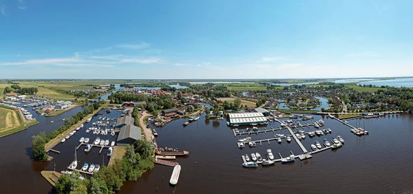 Panoama Uit Het Dorp Terherne Haven Friesland — Stockfoto