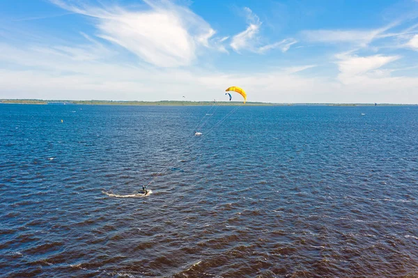 Levegő Sárkány Szörfözés Lauwersmeer Friesland Hollandia — Stock Fotó