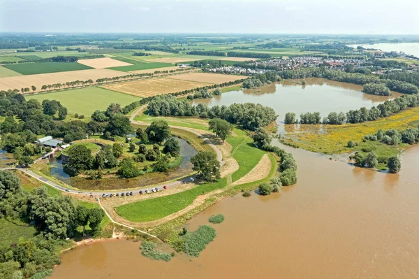 Vista Aérea Fort Vuren Perto Woudrichem Holanda Uma Paisagem Inundada — Fotografia de Stock