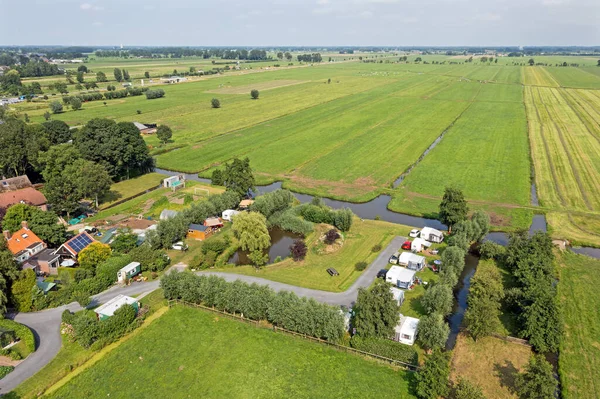 Luftaufnahme Von Einem Campingplatz Auf Dem Land Aus Den Niederlanden — Stockfoto