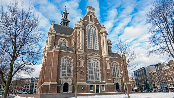 Wester Church Beautiful Winter Day Amsterdam Netherlands — Stock Photo, Image