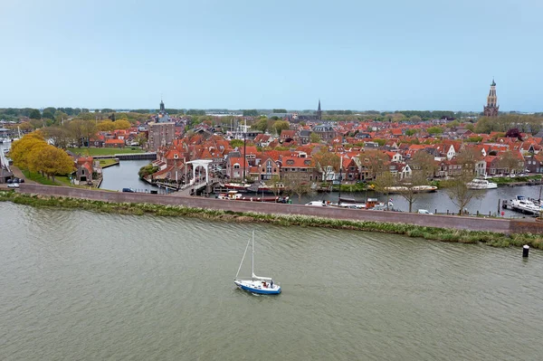 Vzduch Města Enkhuizen Nizozemsku — Stock fotografie