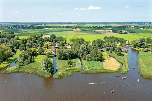 Luchtfoto Uit Het Beroemde Dorp Giethoorn Overijssel — Stockfoto