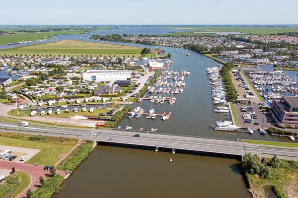 Antenne Vom Hafen Von Lemmer Groote Brekken See Den Niederlanden — Stockfoto