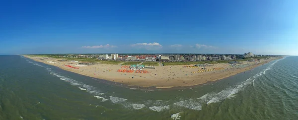 Panorama Aéreo Praia Noordwijk Aan Zee Holanda Belo Dia Verão — Fotografia de Stock