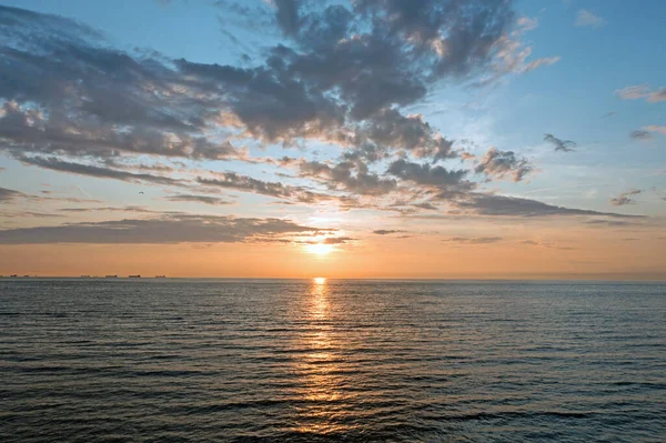 Aérea Desde Una Hermosa Puesta Sol Mar Del Norte Con — Foto de Stock