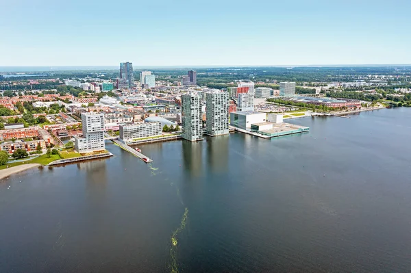 Vzduch Města Almere Amsterdamu Nizozemsku — Stock fotografie