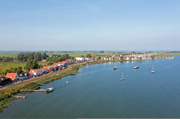 Luchtfoto Uit Het Traditionele Dorp Durgerdam Een Mooie Zomerdag — Stockfoto