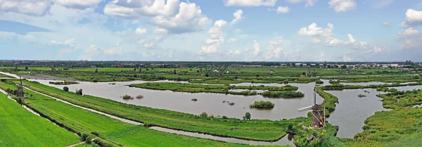 Luchtpanorama Vanaf Windmolens Bij Kinderdijk Nederland — Stockfoto