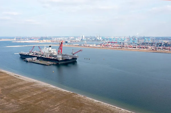 Aerial Indústria Porto Roterdão Nos Países Baixos — Fotografia de Stock