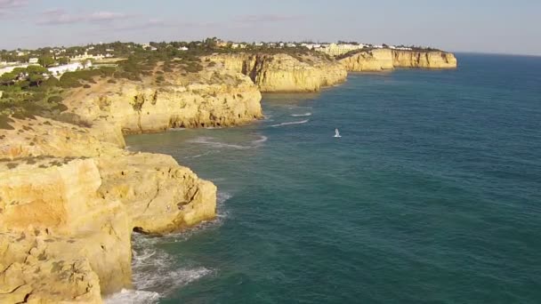 Aerial at Algar Seco near Carvoeiro in Portugal — Stock Video