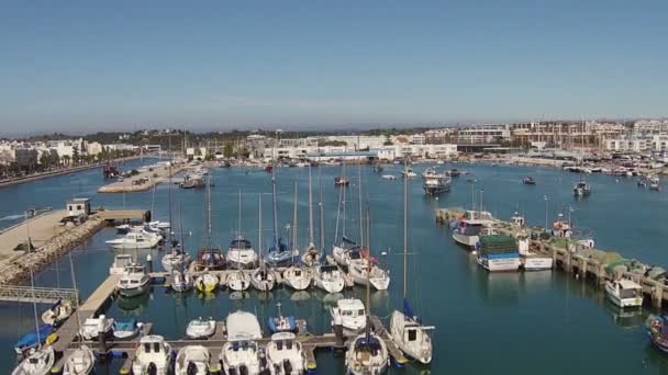 Luchtfoto van de haven van Lagos — Stockvideo