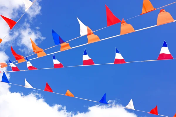 Orange flags, celebrating kings day in the Netherlands — Stock Photo, Image