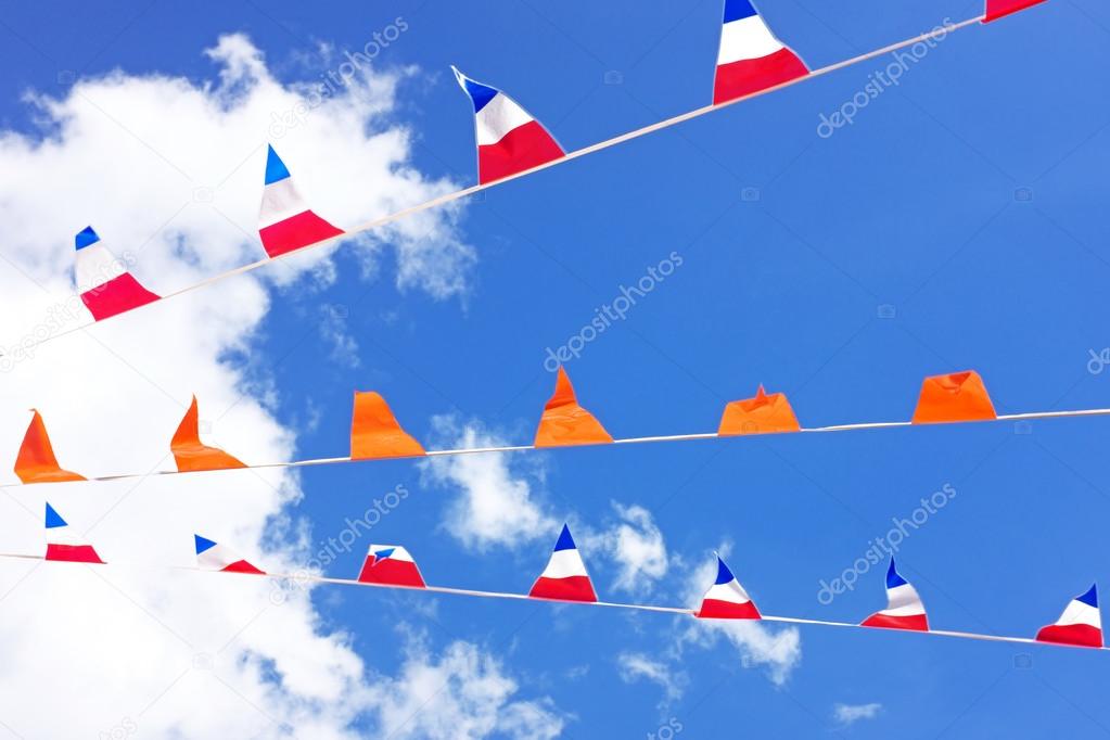 Orange flags, celebrating kings day in the Netherlands
