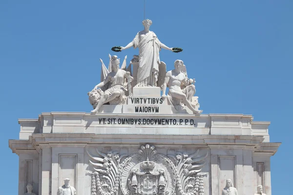 Estatuas en la parte superior del Arco de la Rua Augusta en Lisboa —  Fotos de Stock