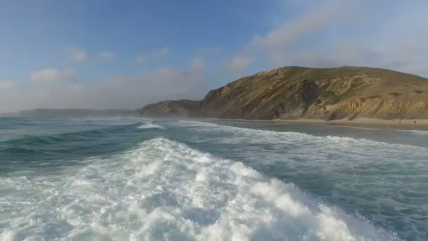 Flyg från havets vågor i Portugal — Stockvideo