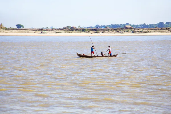 Rio Irrawaddy Rio Ayeyarwady Rio Que Flui Norte Sul Através — Fotografia de Stock