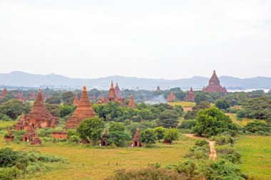 Antik pagodadan Bagan Myanmar gelen peyzaj