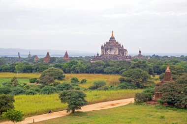 Birçok antik pagodadan Bagan Myanmar gelen peyzaj