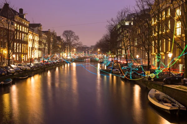 AMSTERDAM, PAÍSES BAJOS - 4 de enero de 2016: Festival de la Luz en — Foto de Stock