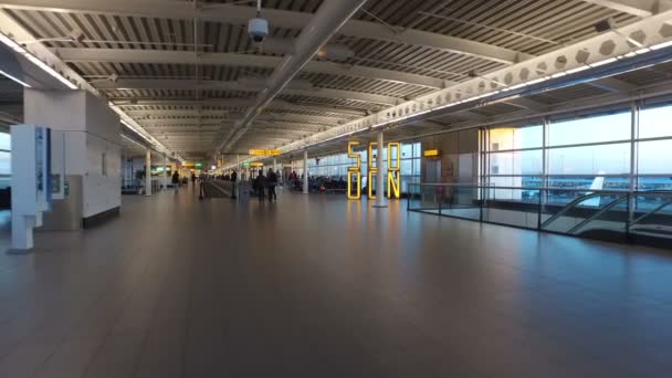 Вид на ворота аэропорта Схипхол в Нидерландах — стоковое видео