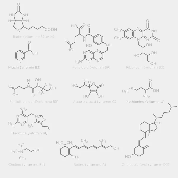 Fórmula vitamínica esquelética —  Vetores de Stock