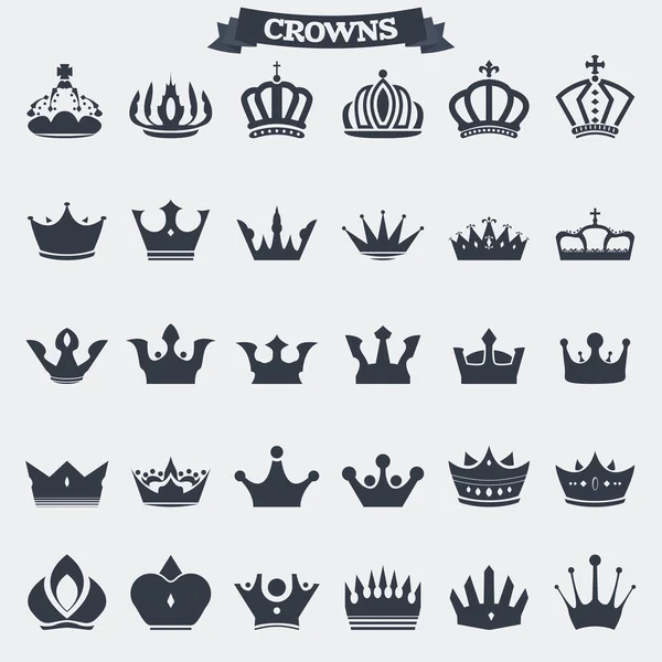 Emblemas da coroa e ícones — Vetor de Stock