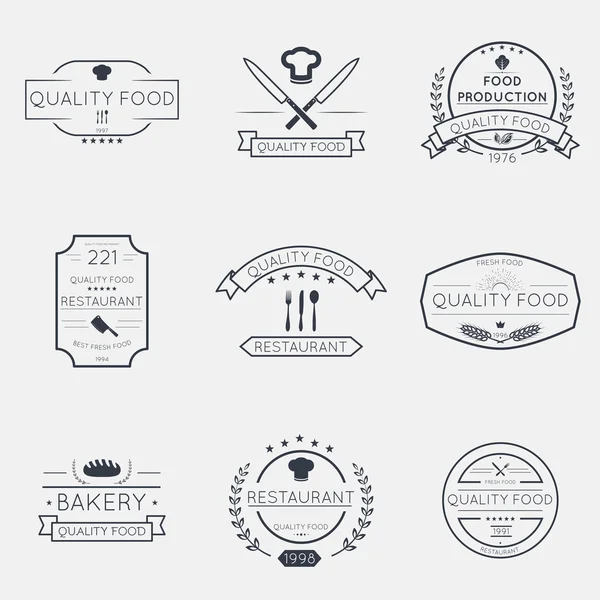 Emblèmes alimentaires de ligne mince — Image vectorielle