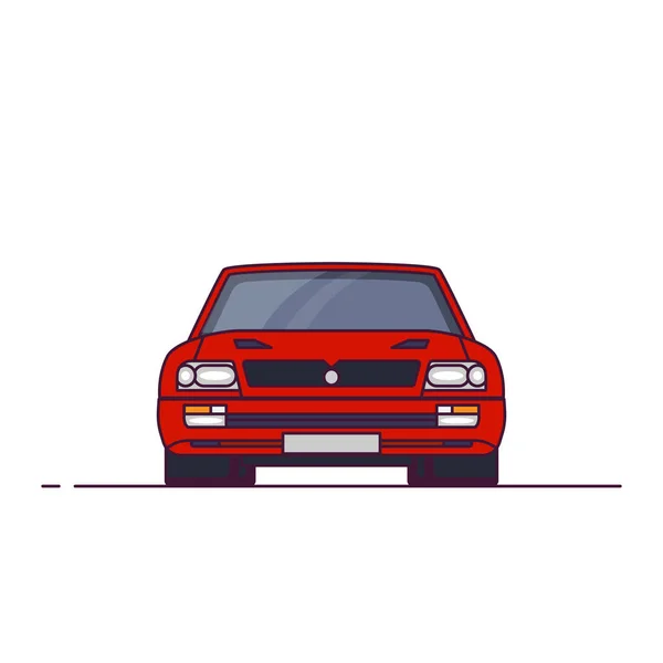 90年代からの赤いスポーツカーのフロントビュー レッドスポーツカーGtクーペ ラインスタイルベクトルイラスト スポーツカーバナー スピードとレースの自動車 — ストックベクタ