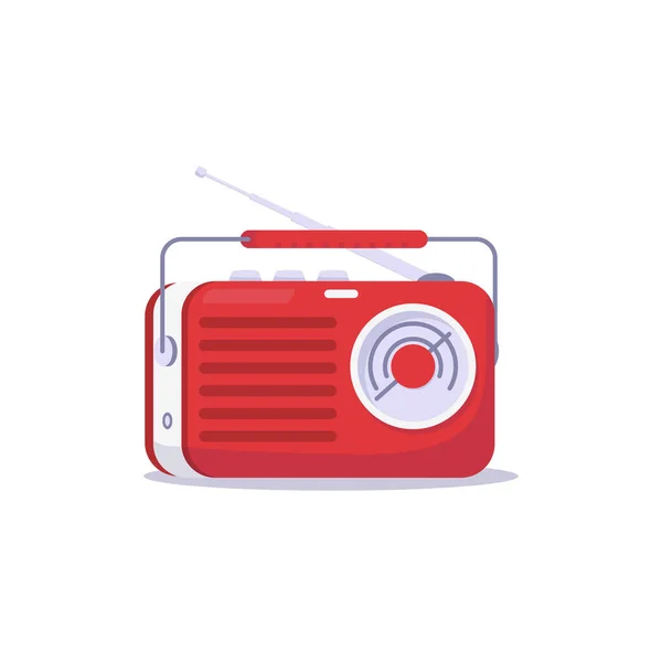 Слушаю Ретро Радио Антенной Векторная Иллюстрация Стиле Мультфильма Красный Старый — стоковый вектор
