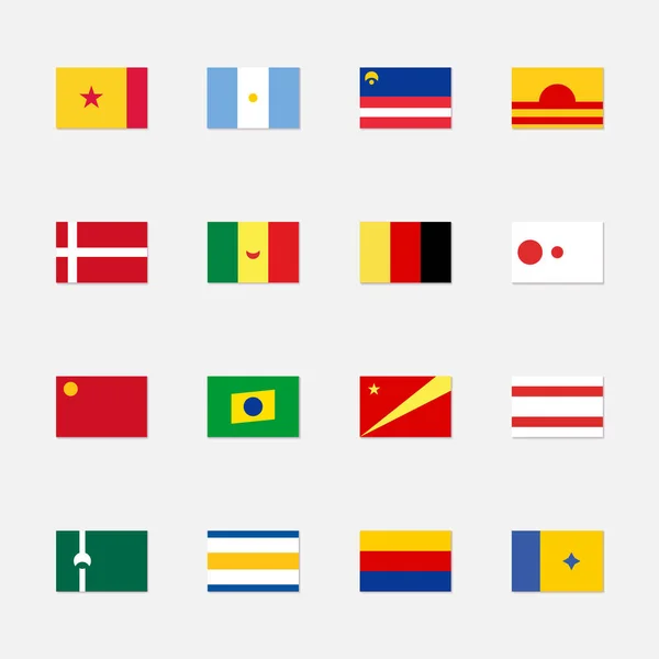 一套虚构的旗帜 世界幻想的旗帜小说 由不存在的国家的矩形国旗组成 — 图库矢量图片
