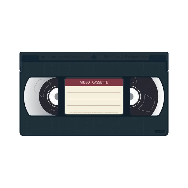 Retro Estilo Realista Cassete Vídeo Frontal Com Etiqueta Cassete Vhs — Vetor de Stock