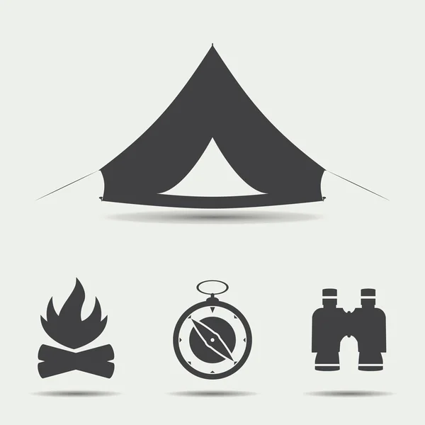 Reihe von Camping-Symbolen — Stockvektor