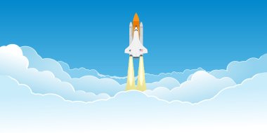 Shuttle flying in clouds. clipart