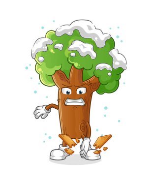 Kış ağacı karate maskotu. çizgi film vektörü
