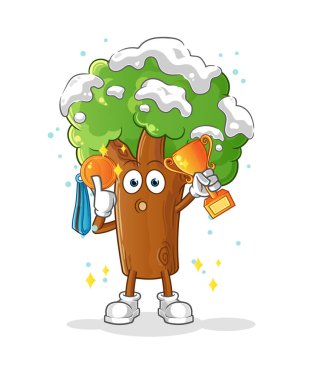 Trophie çizgi film karakteri ile kış ağacı galibi