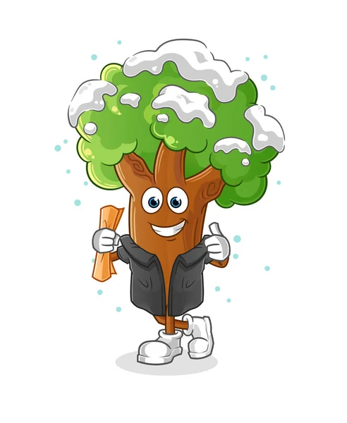 Winter Tree Graduation Vector Cartoon Character — Wektor stockowy