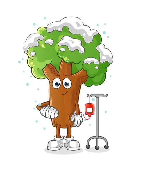 Winter Tree Sick Illustration Character Vector — Stock Vector