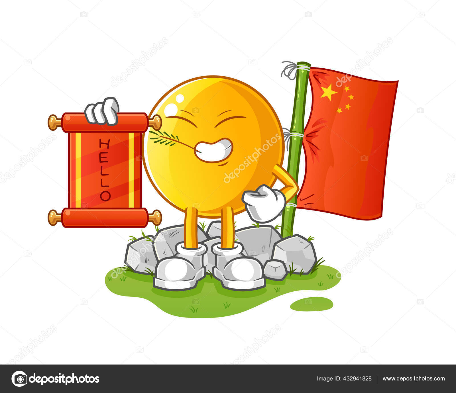 Emoticon Desenhos Animados Chineses Vetor Mascote Desenhos Animados imagem  vetorial de © .com #432941828
