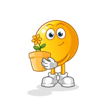  Çiçek saksısı resimli bir ifade. karakter vektörü