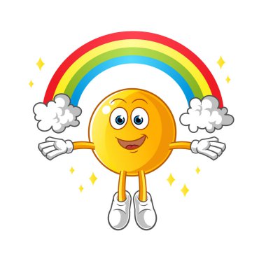 Gökkuşağı maskotlu bir ifade. çizgi film vektörü