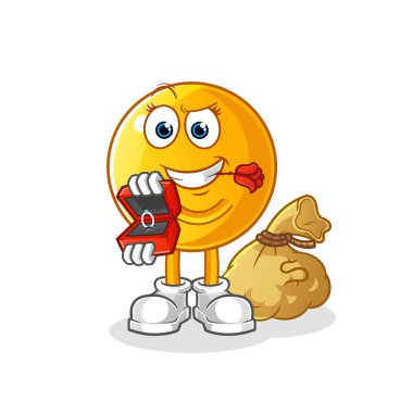  İkon teklif eder ve ring karakteri tutar. çizgi film maskotu vektörü