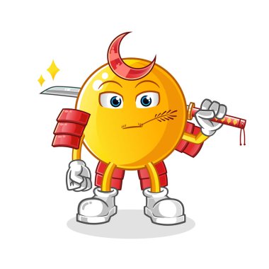  Samuray çizgi filmi. çizgi film maskotu vektörü