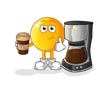  İkon, kahve illüstrasyonu içiyor. karakter vektörü