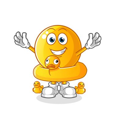  Ördek şamandıralı bir ifade. çizgi film maskotu vektörü