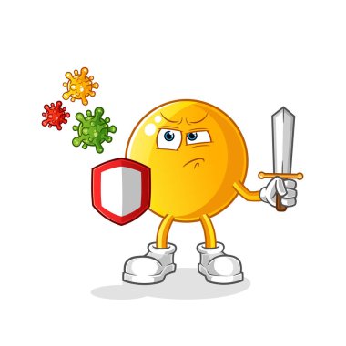  Virüs karikatürlerine karşı simge. çizgi film maskotu vektörü